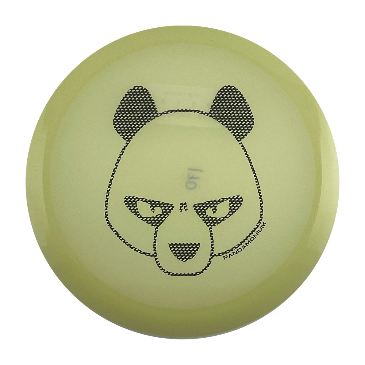 Innova Firebird disc golf fairway driver in glow Proto Glow Champion plastic with Pandamonium Big Panda stamp, view 1