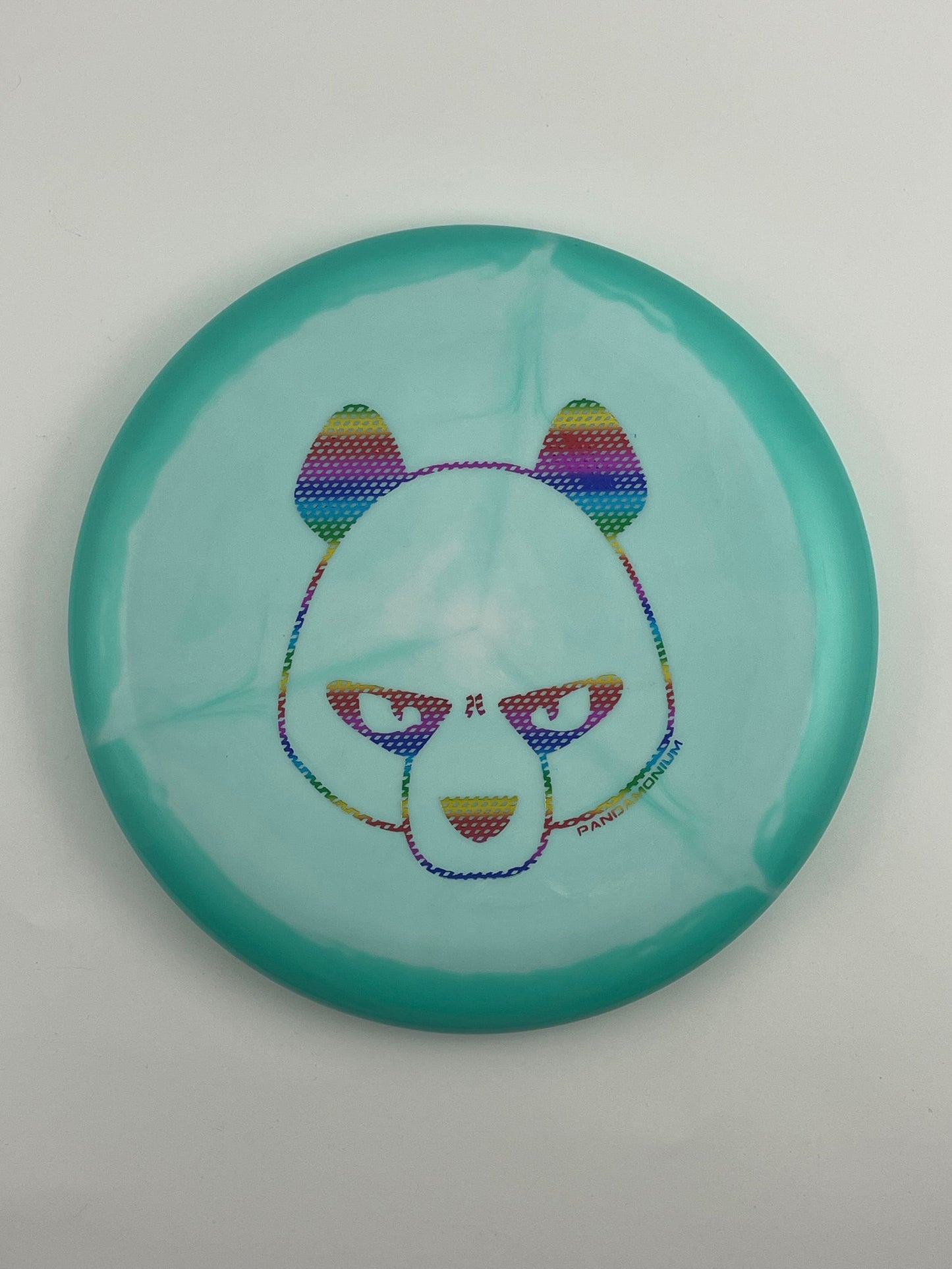 Innova Aviar disc golf putt and approach in aqua and white Halo Star plastic with Pandamonium Big Panda stamp