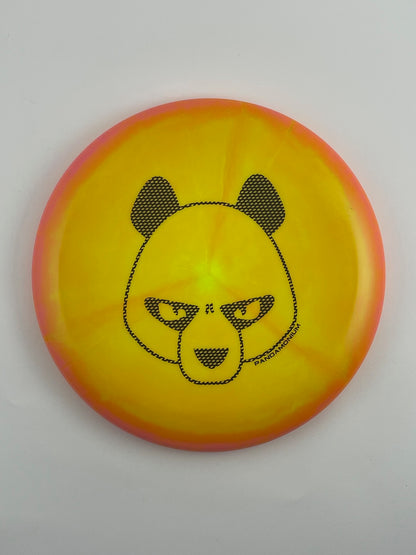 Innova Aviar disc golf putt and approach in pink and orange Halo Star plastic with Pandamonium Big Panda stamp