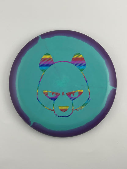 Innova Aviar disc golf putt and approach in purple and teal Halo Star plastic with Pandamonium Big Panda stamp