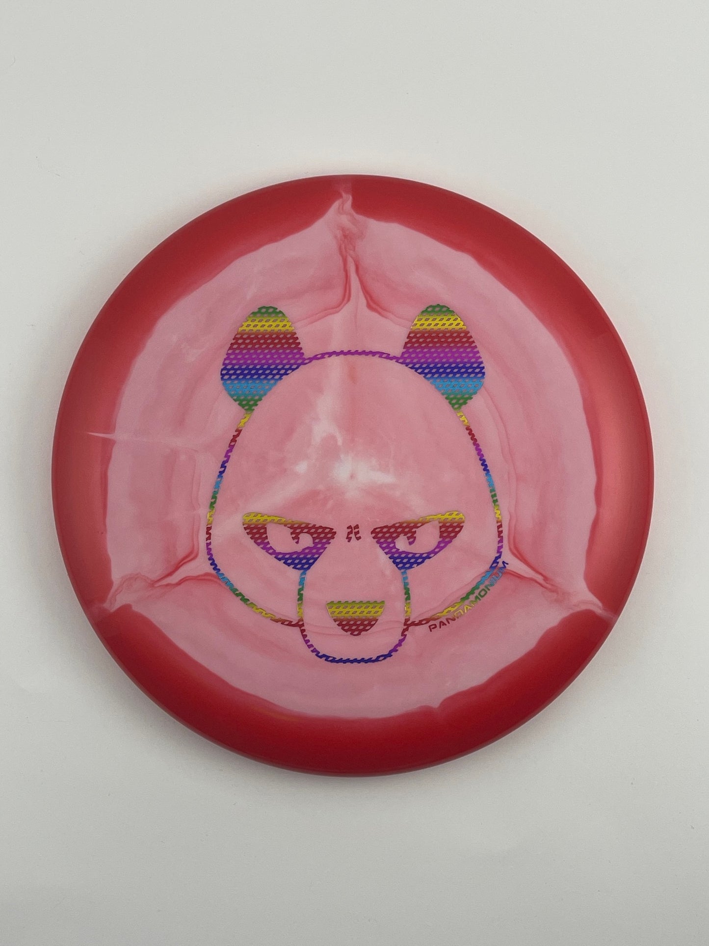 Innova Aviar disc golf putt and approach in red and white Halo Star plastic with Pandamonium Big Panda stamp