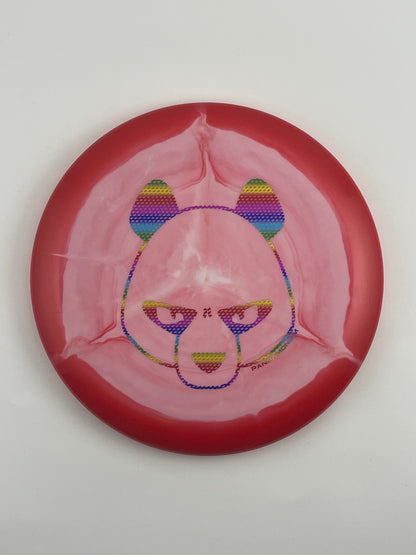 Innova Aviar disc golf putt and approach in red and white Halo Star plastic with Pandamonium Big Panda stamp