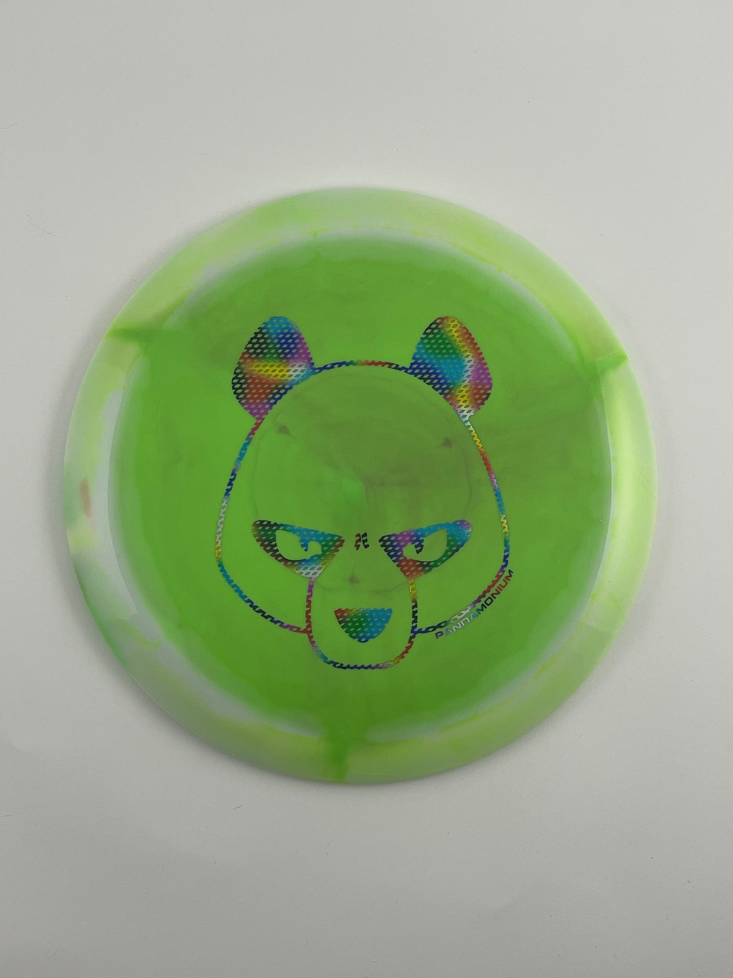 Innova Mamba disc golf distance driver in light green Halo Star plastic with Pandamonium Big Panda stamp