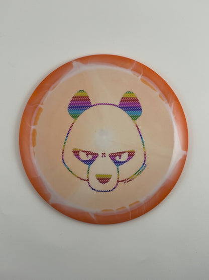 Innova Mamba disc golf distance driver in orange and peach Halo Star plastic with Pandamonium Big Panda stamp