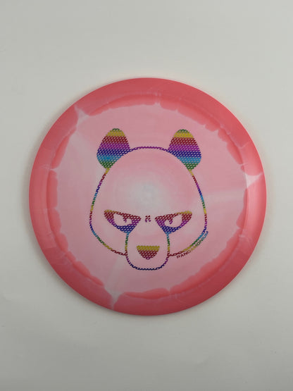 Innova Mamba disc golf distance driver in pink and light pink Halo Star plastic with Pandamonium Big Panda stamp