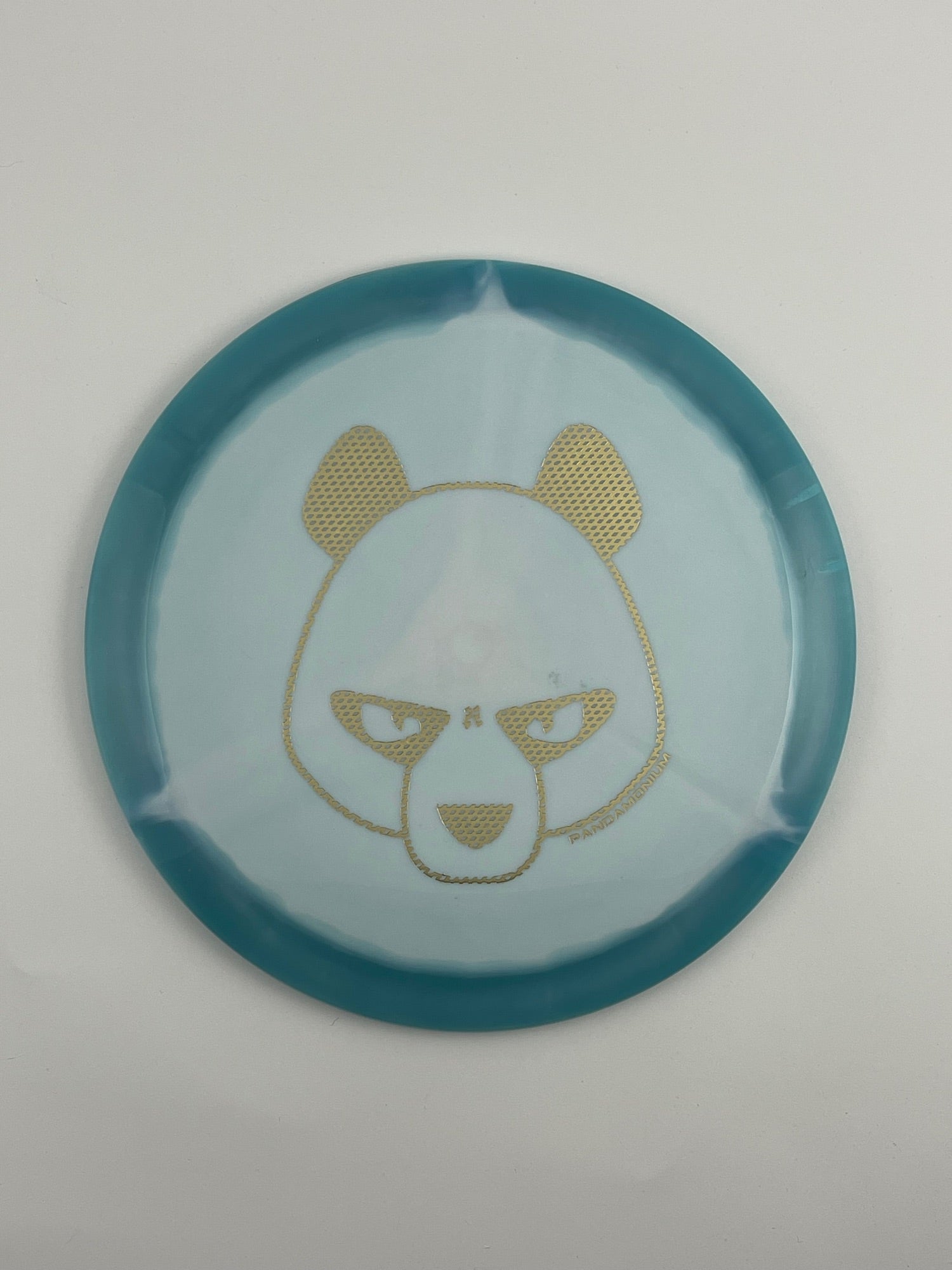 Innova Mamba disc golf distance driver in blue and light blue Halo Star plastic with Pandamonium Big Panda stamp, view 2