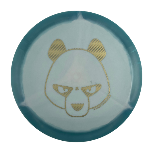 Innova Mamba disc golf distance driver in blue and light blue Halo Star plastic with Pandamonium Big Panda stamp, view 1, view 2