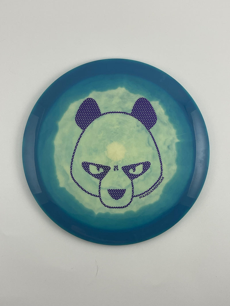 Innova Valkyrie disc golf fairway driver in blue and cream Halo Star plastic with Pandamonium Big Panda stamp