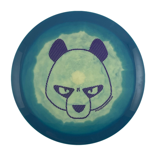 Innova Valkyrie disc golf fairway driver in blue and cream Halo Star plastic with Pandamonium Big Panda stamp, view 1