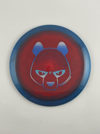 Innova Valkyrie disc golf fairway driver in blue and red Halo Star plastic with Pandamonium Big Panda stamp