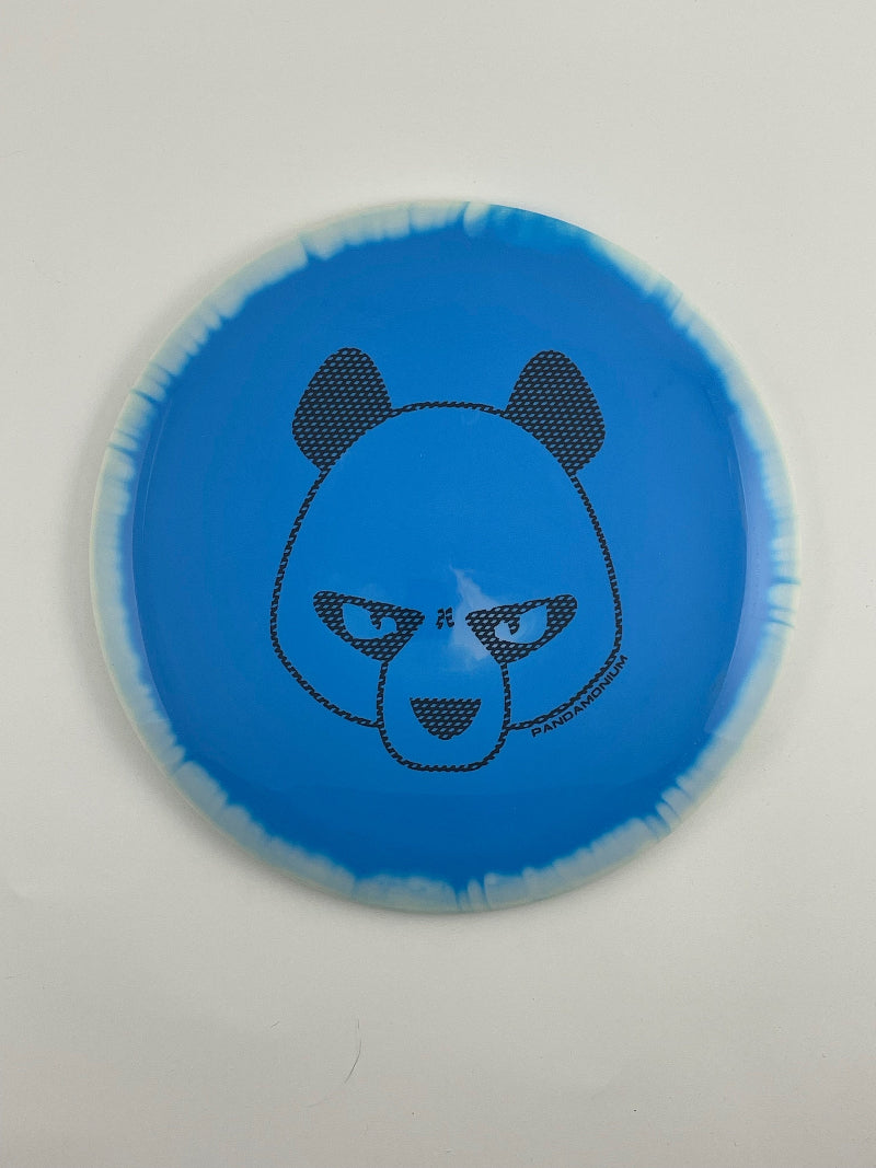 Innova Valkyrie disc golf fairway driver in white and blue Halo Star plastic with Pandamonium Big Panda stamp