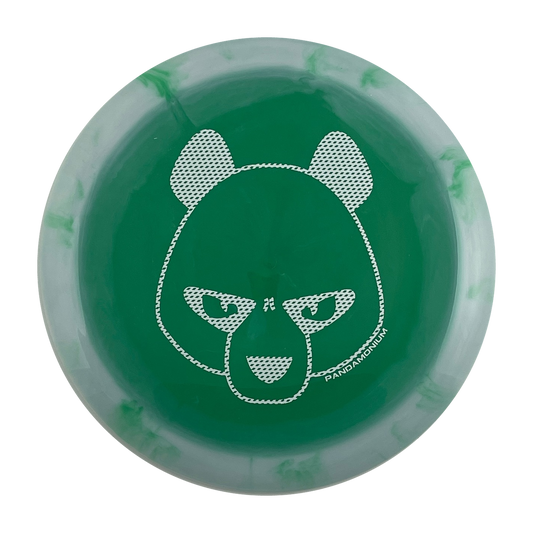 Innova Wraith disc golf distance driver in white and green Halo Star plastic with Pandamonium Big Panda stamp, view 1