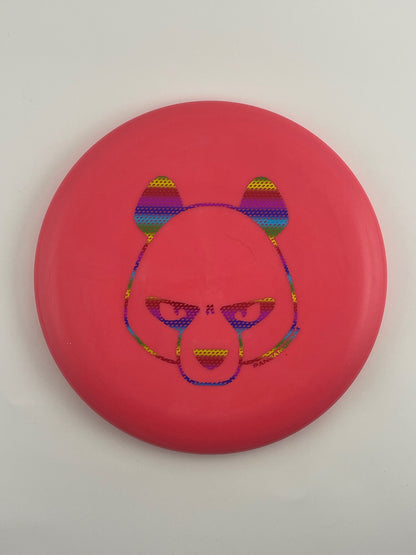 Innova JK Aviar disc golf putt and approach in coral Pro plastic with Pandamonium Big Panda stamp