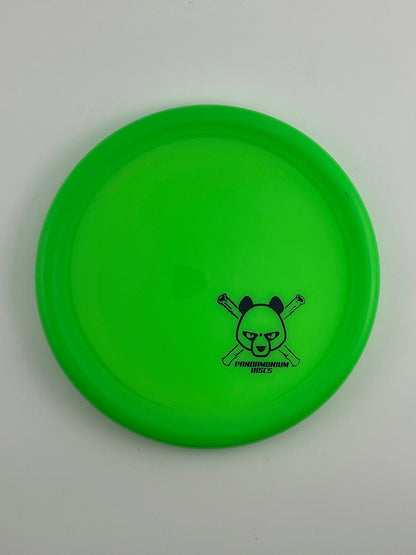 Kastaplast Berg X disc golf putt and approach in green K1 plastic with Pandamonium Panda Corner X stamp