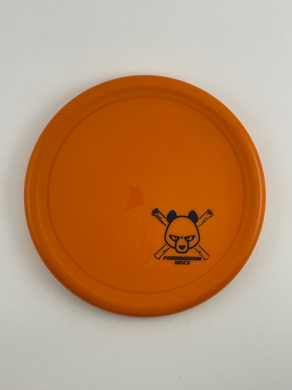 Kastaplast Berg X disc golf putt and approach in orange K1 plastic with Pandamonium Panda Corner X stamp