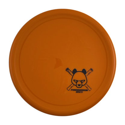Kastaplast Berg X disc golf putt and approach in orange K1 plastic with Pandamonium Panda Corner X stamp, view 1