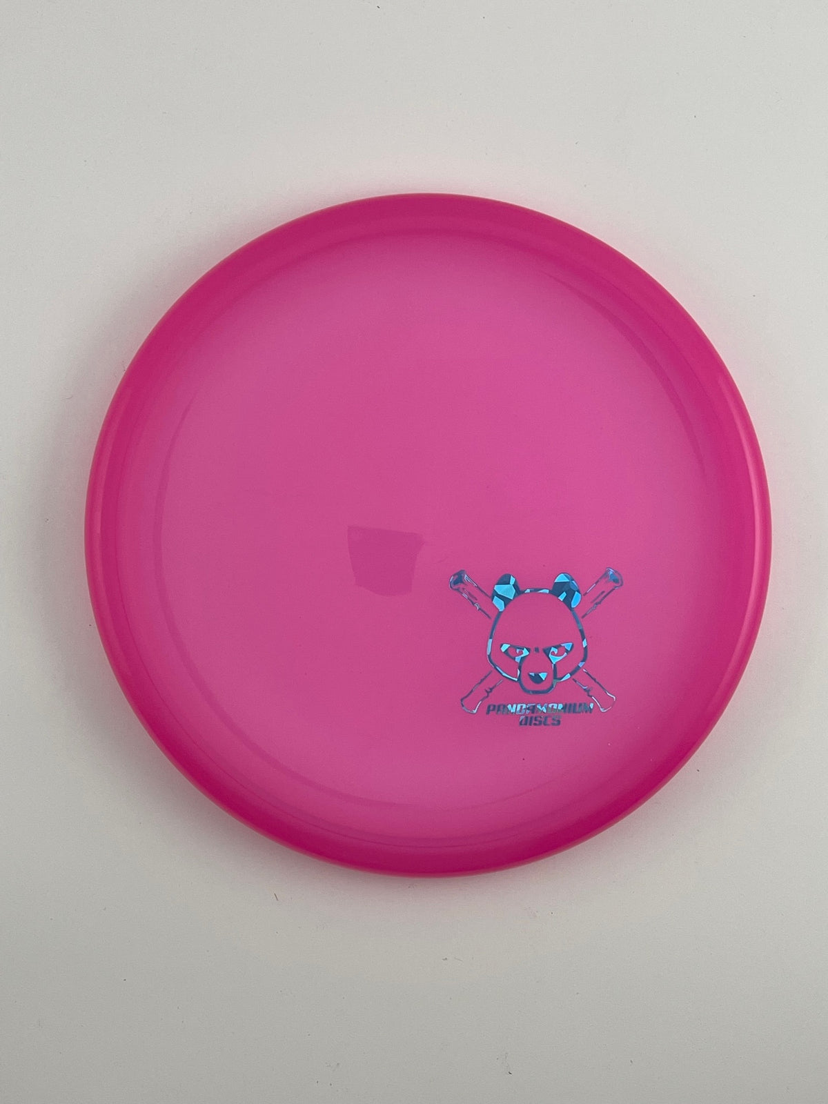 Kastaplast Berg X disc golf putt and approach in pink K1 plastic with Pandamonium Panda Corner X stamp