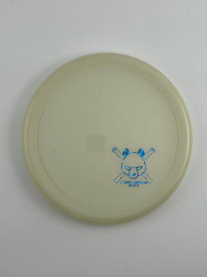 Kastaplast Berg disc golf putt and approach in glow K1 Glow plastic with Pandamonium Panda Corner X stamp