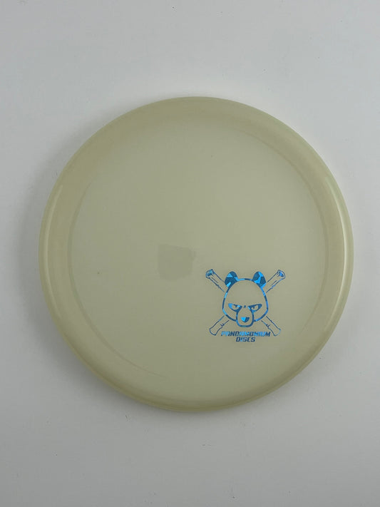 Kastaplast Berg disc golf putt and approach in glow K1 Glow plastic with Pandamonium Panda Corner X stamp