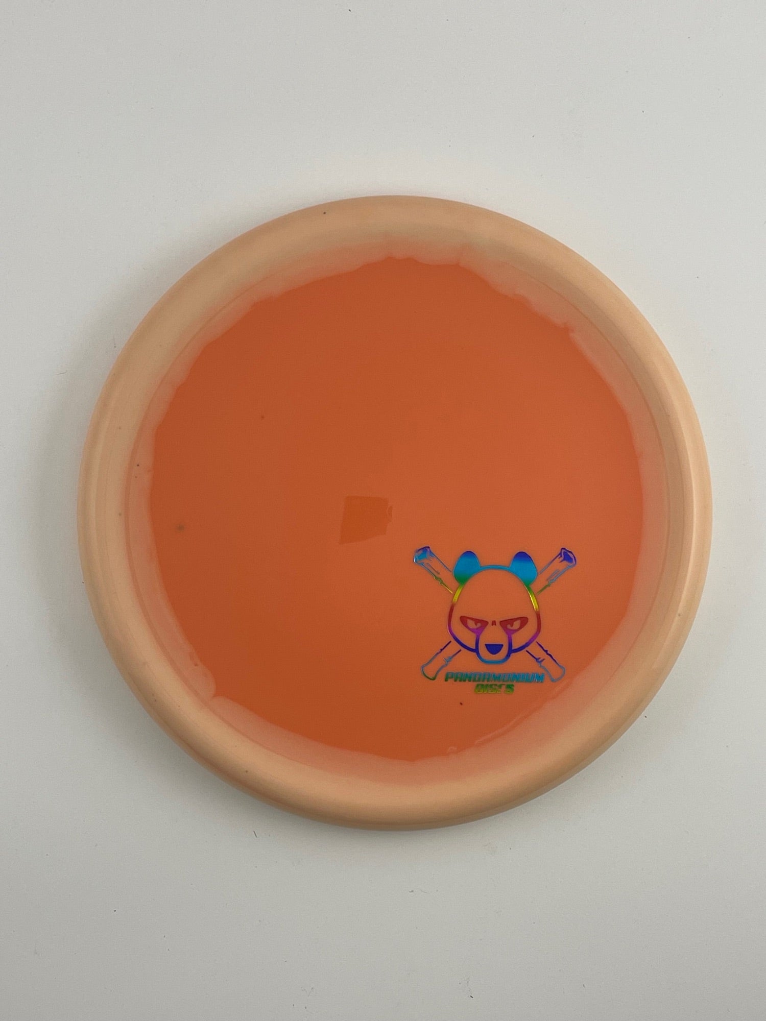 Kastaplast Berg disc golf putt and approach in cream K1 Grind plastic with Pandamonium Panda Corner X stamp