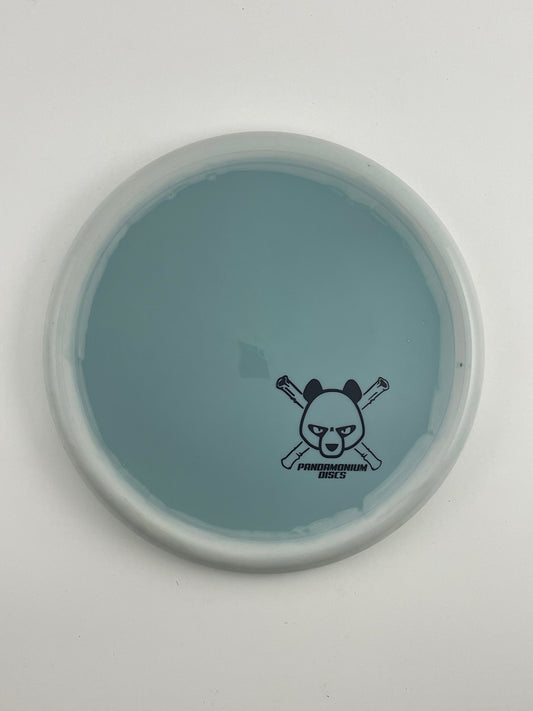 Kastaplast Berg disc golf putt and approach in steel blue K1 Grind plastic with Pandamonium Panda Corner X stamp