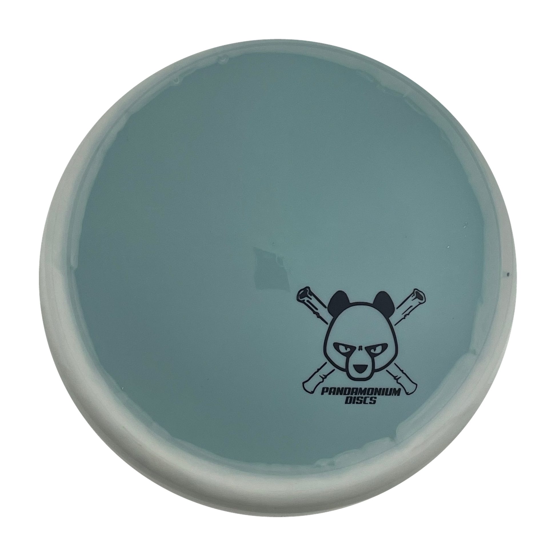 Kastaplast Berg disc golf putt and approach in steel blue K1 Grind plastic with Pandamonium Panda Corner X stamp, view 1