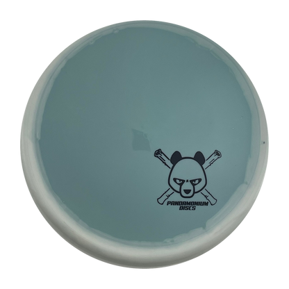 Kastaplast Berg disc golf putt and approach in steel blue K1 Grind plastic with Pandamonium Panda Corner X stamp, view 1