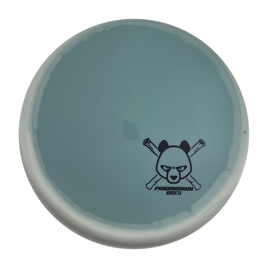 Kastaplast Berg disc golf putt and approach in steel blue K1 Grind plastic with Pandamonium Panda Corner X stamp, view 1