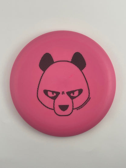 Innova KC Aviar disc golf putt and approach in pink Pro plastic with Pandamonium Big Panda stamp