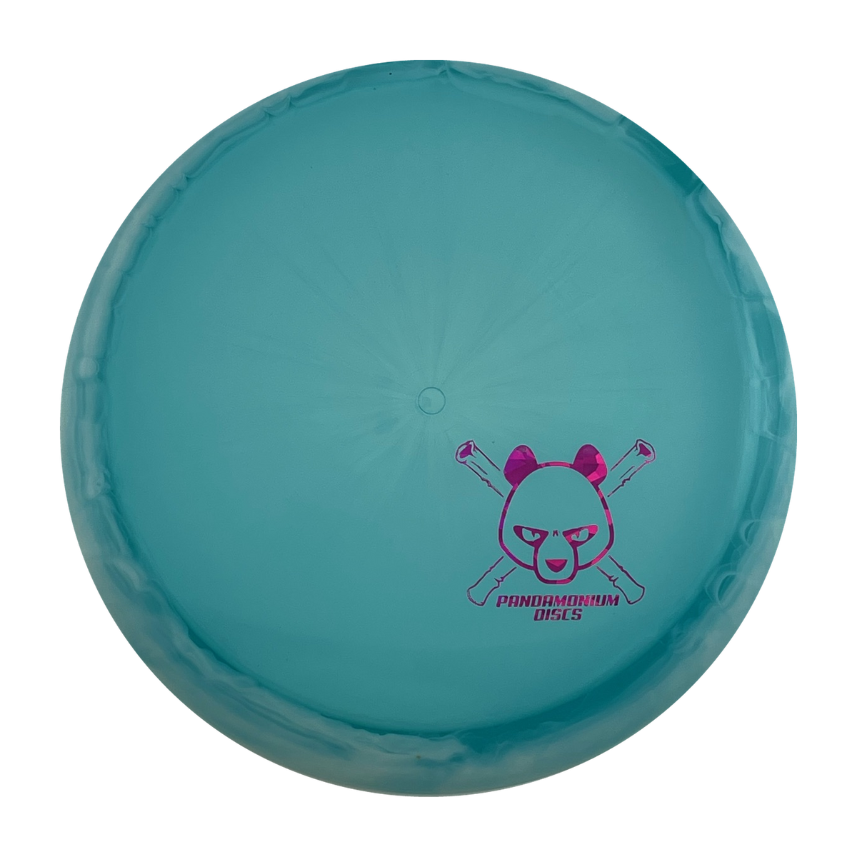 Dynamic Discs Escape disc golf fairway driver in blue swirl Lucid Ice Orbit plastic with Pandamonium Panda Corner X stamp, view 1