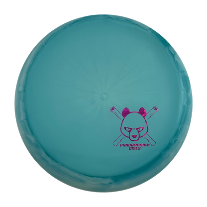 Dynamic Discs Escape disc golf fairway driver in blue swirl Lucid Ice Orbit plastic with Pandamonium Panda Corner X stamp, view 1