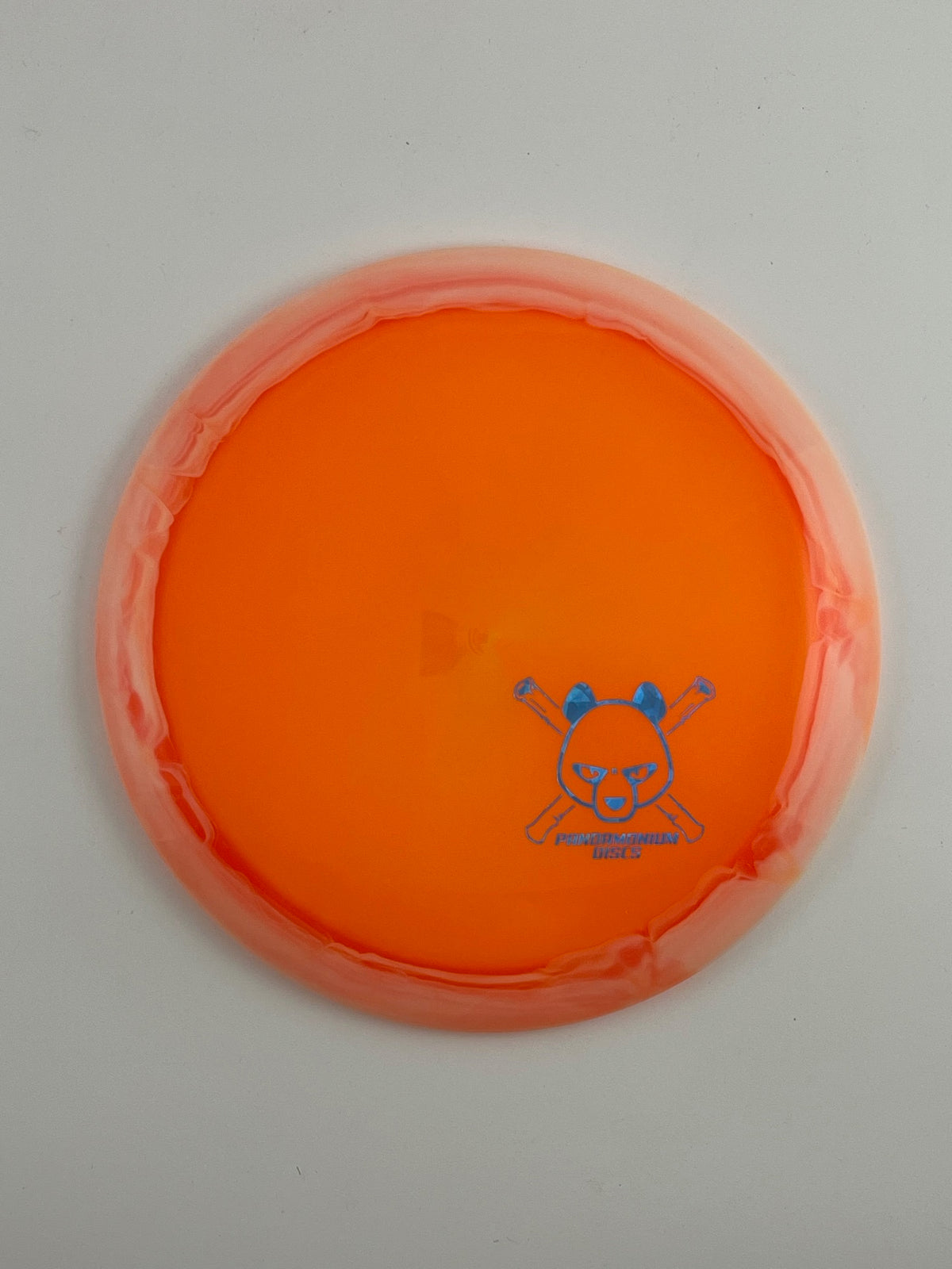 Dynamic Discs Escape disc golf fairway driver in orange Lucid Ice Orbit plastic with Pandamonium Panda Corner X stamp