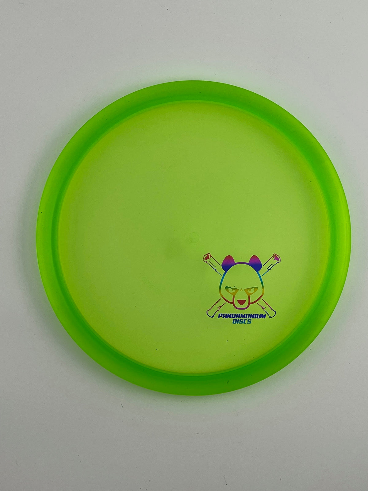 Dynamic Discs Verdict disc golf midrange in green Lucid Ice plastic with Pandamonium Panda Corner X stamp
