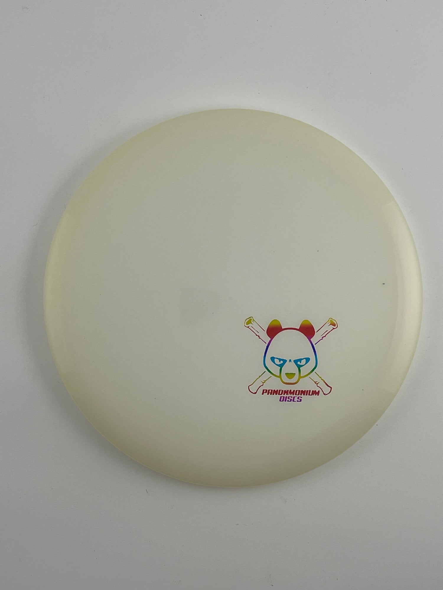Dynamic Discs Verdict disc golf midrange in white Lucid Ice plastic with Pandamonium Panda Corner X stamp
