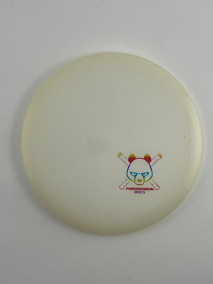 Dynamic Discs Verdict disc golf midrange in white Lucid Ice plastic with Pandamonium Panda Corner X stamp