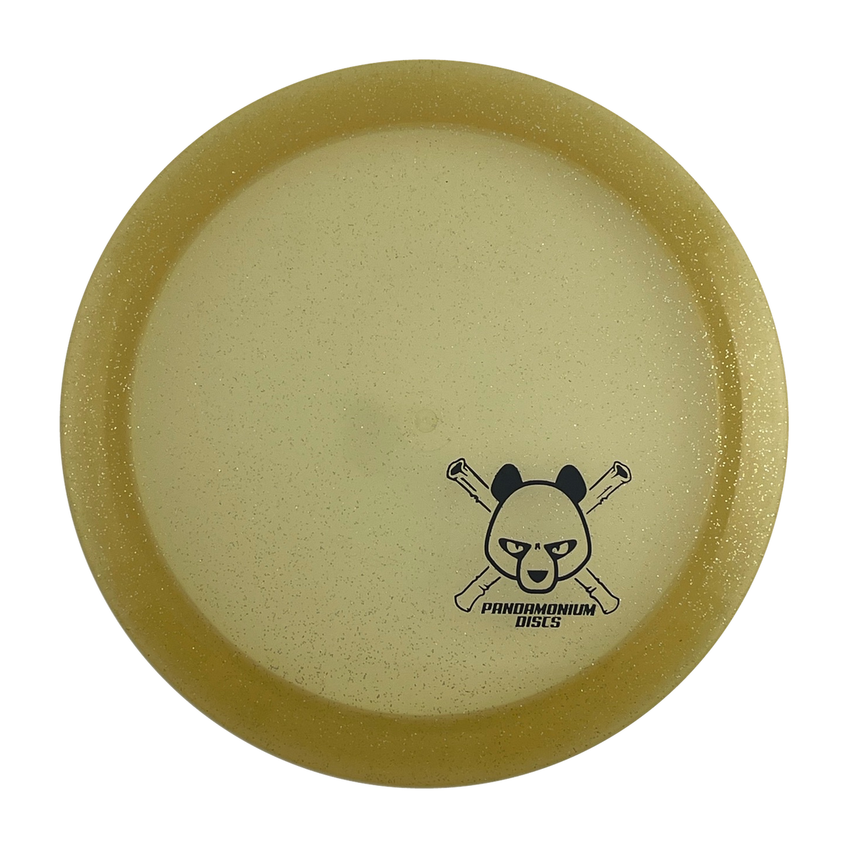 Dynamic Discs Felon disc golf fairway driver in gold Lucid Sparkle plastic with Pandamonium Panda Corner X stamp, view 1