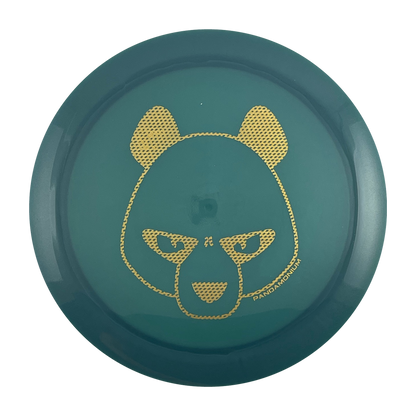 Innova Destroyer disc golf distance driver in deep sea blue Luster Champion plastic with Pandamonium Big Panda stamp, view 1