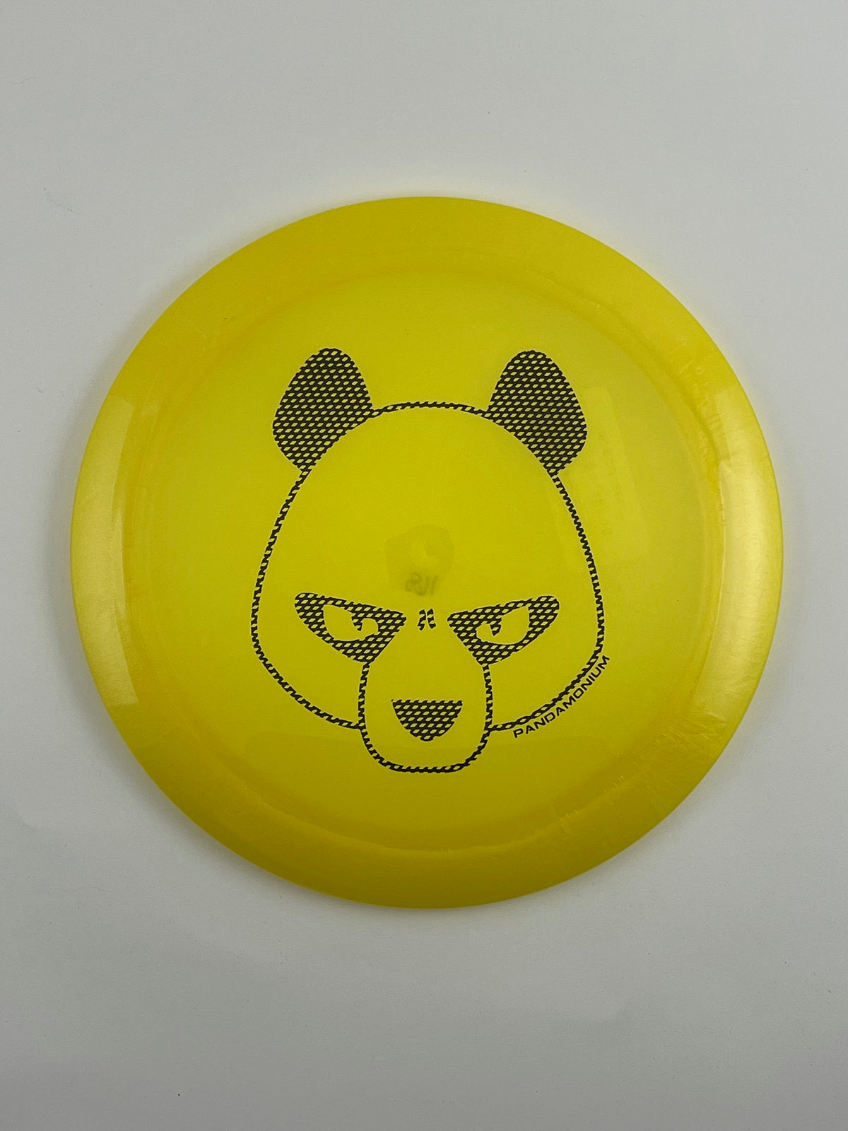 Innova Destroyer disc golf distance driver in yellow Luster Champion plastic with Pandamonium Big Panda stamp