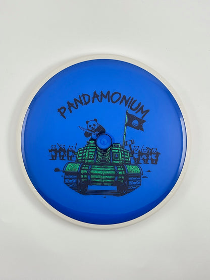 MVP Detour disc golf midrange in blue Neutron plastic with Pandamonium Panda Tank stamp