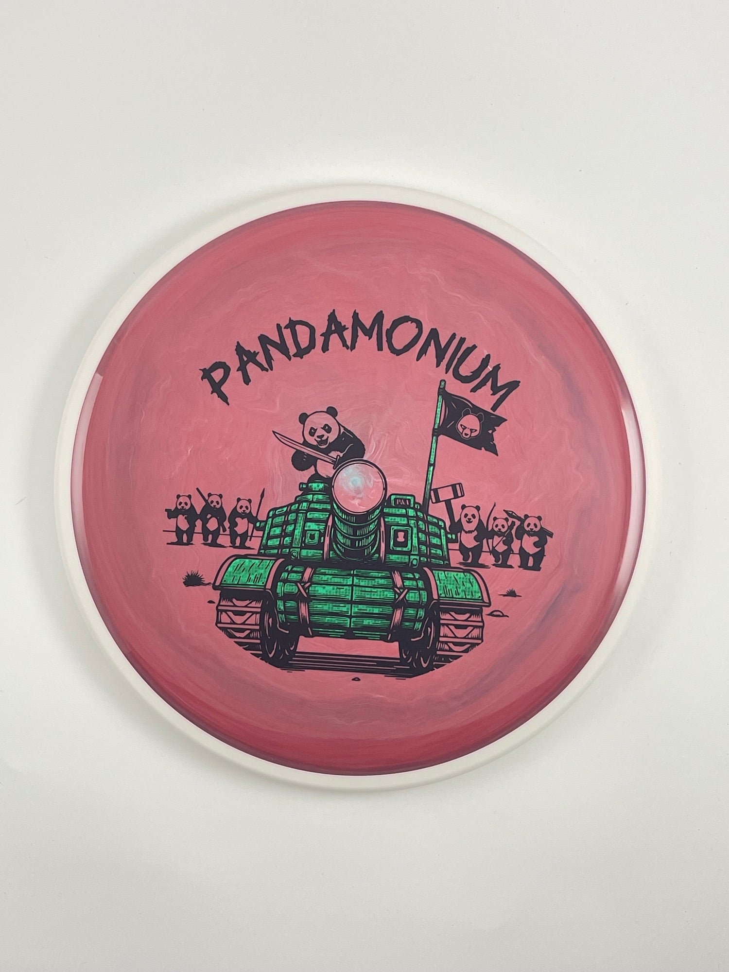 MVP Detour disc golf midrange in maroon Neutron plastic with Pandamonium Panda Tank stamp