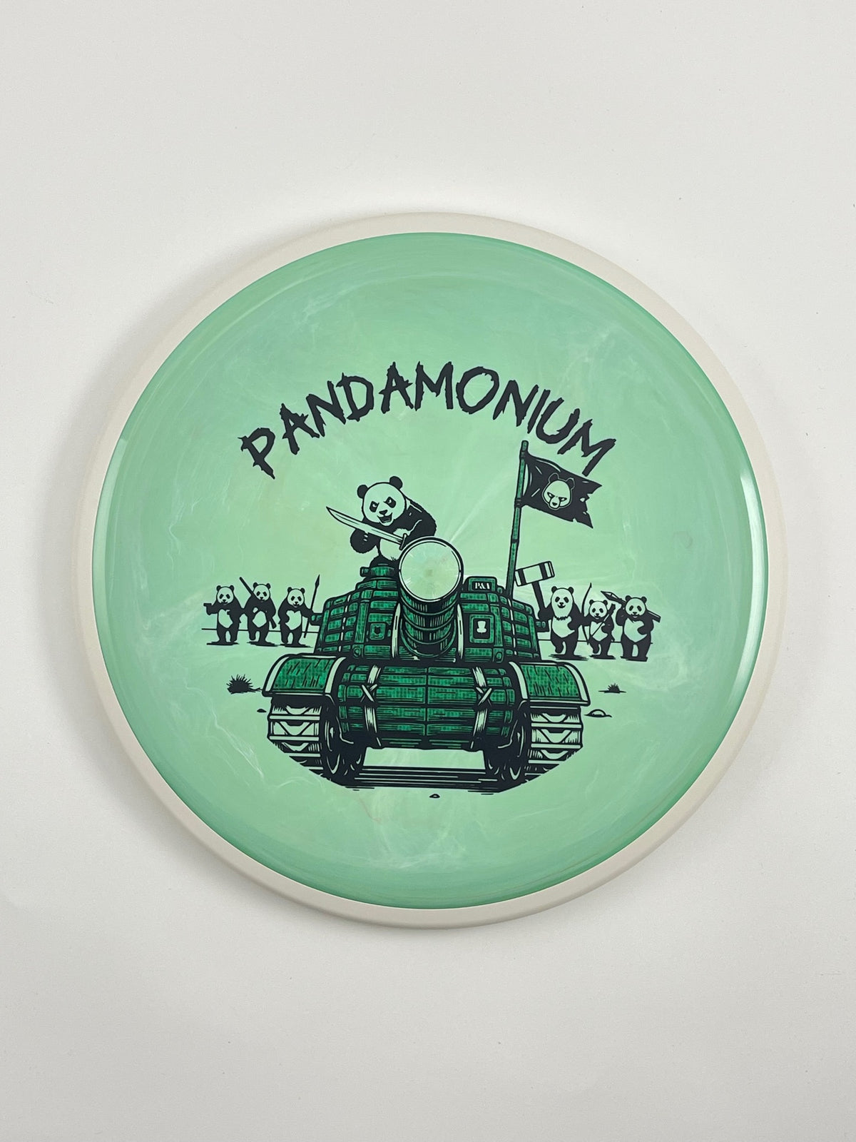 MVP Detour disc golf midrange in mint Neutron plastic with Pandamonium Panda Tank stamp