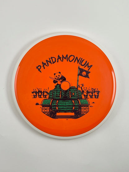 MVP Detour disc golf midrange in orange Neutron plastic with Pandamonium Panda Tank stamp