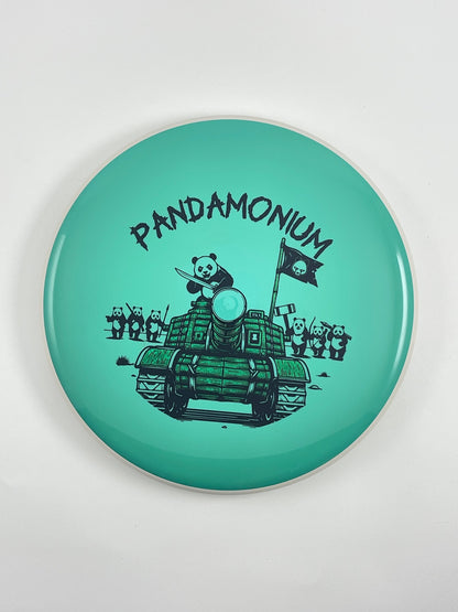 MVP Glitch disc golf putt and approach in seafoam Neutron plastic with Pandamonium Panda Tank stamp