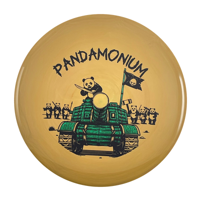MVP Glitch disc golf putt and approach in tan Neutron plastic with Pandamonium Panda Tank stamp, view 1