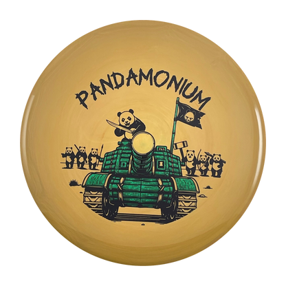 MVP Glitch disc golf putt and approach in tan Neutron plastic with Pandamonium Panda Tank stamp, view 1