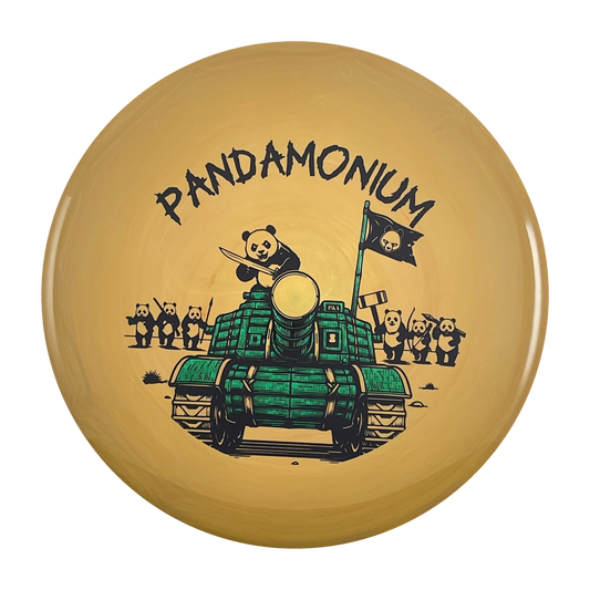 MVP Glitch disc golf putt and approach in tan Neutron plastic with Pandamonium Panda Tank stamp, view 1