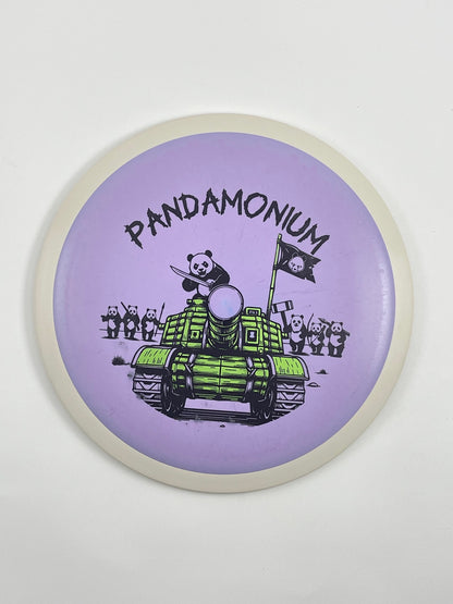 MVP Trail disc golf distance driver in lilac Neutron plastic with Pandamonium Panda Tank stamp