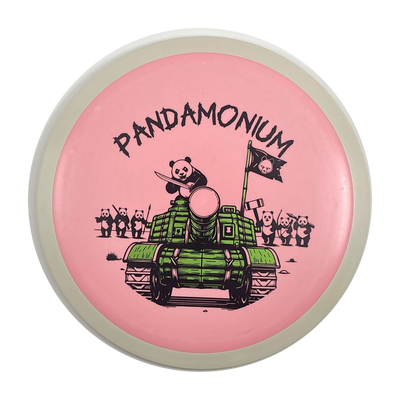 MVP Wave disc golf distance driver in pink Fission plastic with Pandamonium Panda Tank stamp, view 1