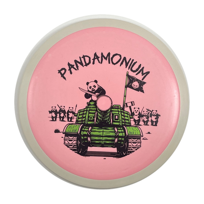 MVP Wave disc golf distance driver in pink Fission plastic with Pandamonium Panda Tank stamp, view 1