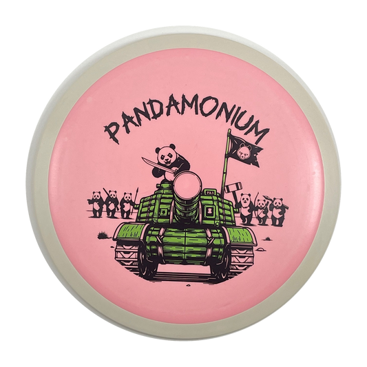MVP Wave disc golf distance driver in pink Fission plastic with Pandamonium Panda Tank stamp, view 1